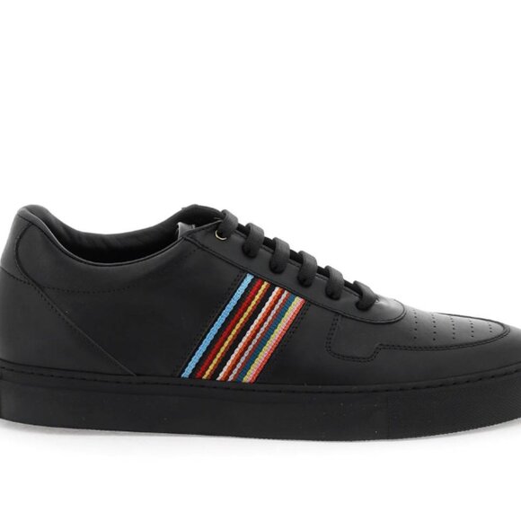 New $475 Paul Smith Fermi Mens Sneakers Signature Stripe Black leather Size 7 main image 4